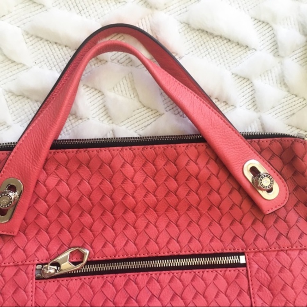 Kaley Emboss-Woven Leather Satchel NWOT - Picture 2 of 6